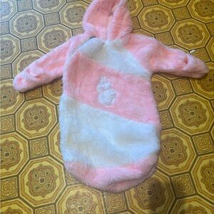 Vintage Pink and White Fuzzy Baby Bunting